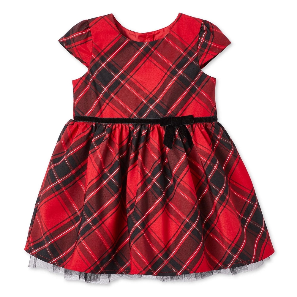 Baby Girls' Sweet Red And Black Plaid Dress With Bow "0-3 Months"